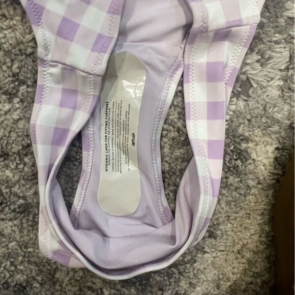 NWT Aerie purple and white gingham bikini bottom size medium women's - Picture 7 of 9